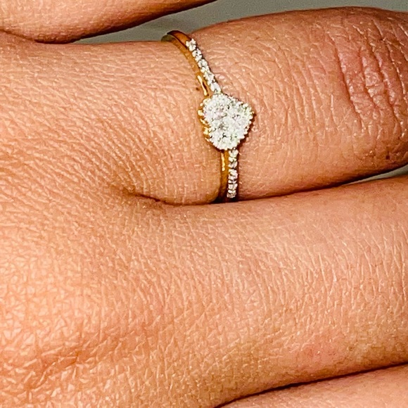 10K YELLOW GOLD REAL DIAMOND SLENDER HEART RING NOT PLATED NOT CZ FREE APPRAISAL - Picture 7 of 9